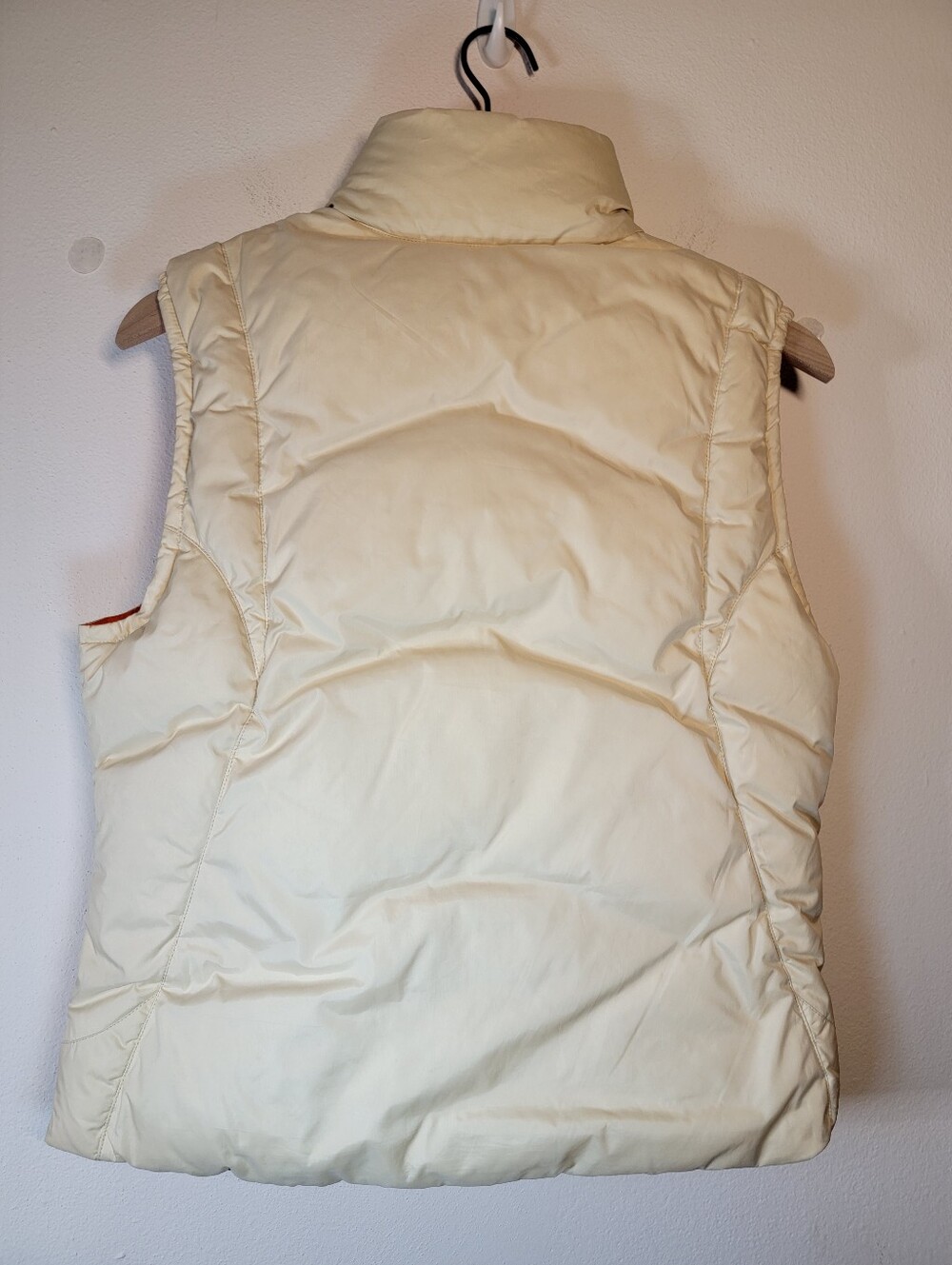 Vintage Nike Bright Orange/Cream Quilted Down Puffer Vest Reversible Size M - Picture 7 of 15